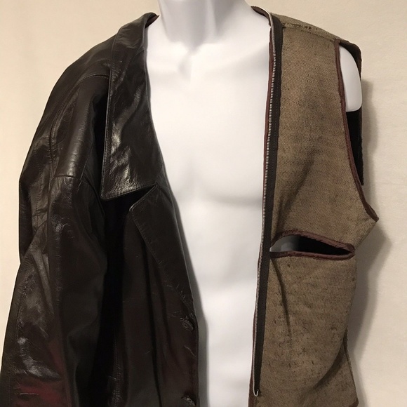 Vintage Berman's Brown Leather Coat Men's Sz 44 - Picture 3 of 8